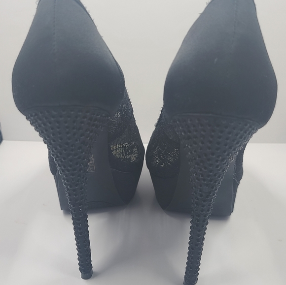 BEBE Black Lace Stiletto Open Toe - Picture 8 of 8